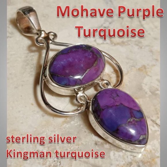 AUTHENTIC Mohave Purple Turquoise sterling silver pendant KINGMAN AZ 02 - Picture 1 of 7